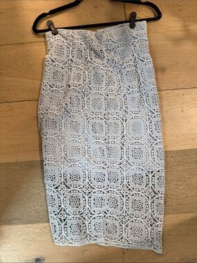 Zara light blue Crochet Lace Pencil Skirt